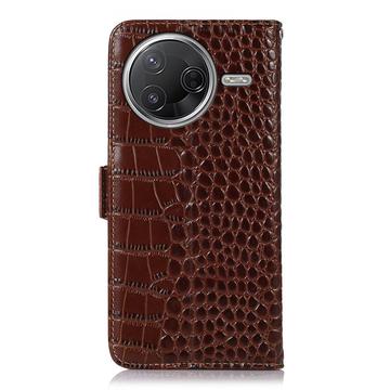 Xiaomi Poco F7 Pro Crocodile Series Læderpung med RFID - Brun