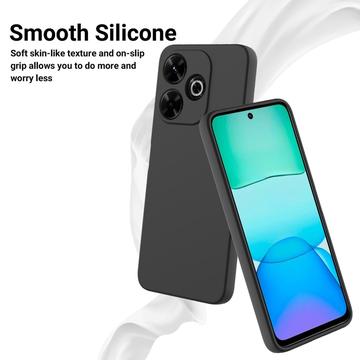 Xiaomi Poco M6 Plus Liquid Silikone Cover med Strop - Sort