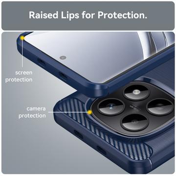 Xiaomi Poco M8/Redmi Note 15 5G Børstet TPU Cover - Karbonfiber - blå