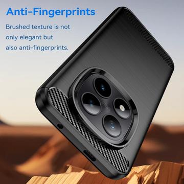 Xiaomi Poco M8 Pro/Redmi Note 15 Pro+ 5G Børstet TPU Cover - Karbonfiber - Sort