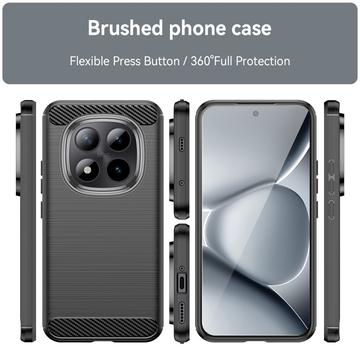 Xiaomi Poco M8 Pro/Redmi Note 15 Pro+ 5G Børstet TPU Cover - Karbonfiber - Sort