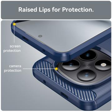 Xiaomi Poco M8 Pro/Redmi Note 15 Pro+ 5G Børstet TPU Cover - Karbonfiber - blå
