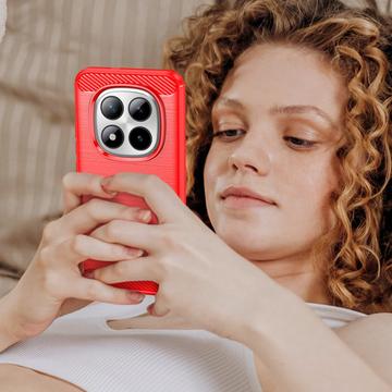 Xiaomi Poco M8 Pro/Redmi Note 15 Pro+ 5G Børstet TPU Cover - Karbonfiber - rød