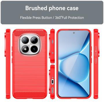 Xiaomi Poco M8 Pro/Redmi Note 15 Pro+ 5G Børstet TPU Cover - Karbonfiber - rød