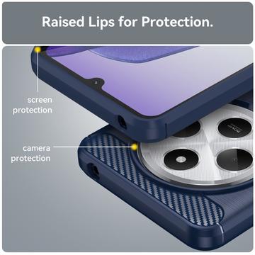 Xiaomi Redmi 14C Børstet TPU Cover - Karbonfiber - Blå