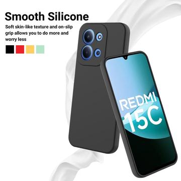 Xiaomi Redmi 15C Flydende silikone cover med håndrem - sort