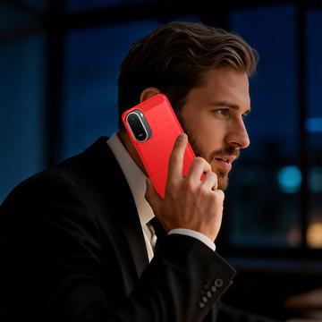Xiaomi Redmi 15a/R70/R70m Børstet TPU Cover - Karbonfiber - rød