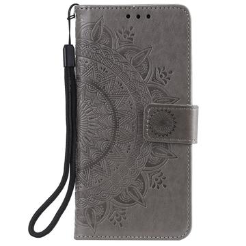 Xiaomi Redmi 15a Mandala Etui med Pung med håndledsrem - Grå