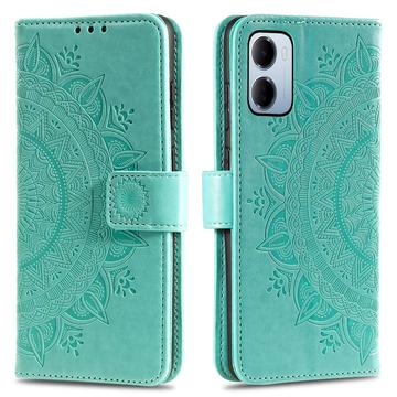 Xiaomi Redmi 15a Mandala Etui med Pung med håndledsrem - mintgrøn