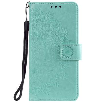 Xiaomi Redmi 15a Mandala Etui med Pung med håndledsrem - mintgrøn