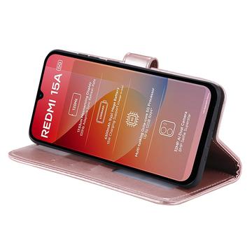 Xiaomi Redmi 15a Mandala Etui med Pung med håndledsrem - lyserød