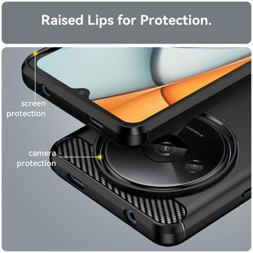 Xiaomi Redmi A3 Børstet TPU Cover - Karbonfiber - Sort