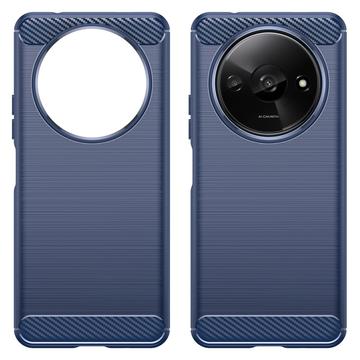 Xiaomi Redmi A3 Børstet TPU Cover - Karbonfiber - Blå