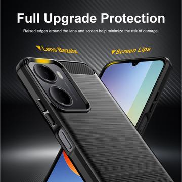 Xiaomi Redmi A7 Pro Børstet TPU Cover - Karbonfiber - Sort
