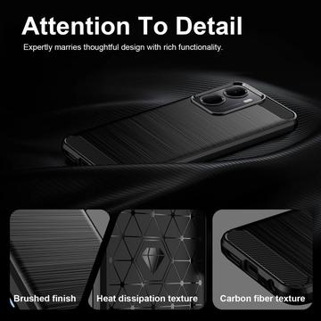 Xiaomi Redmi A7 Pro Børstet TPU Cover - Karbonfiber - Sort