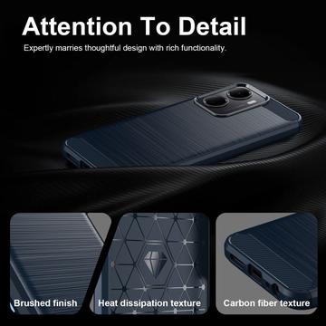 Xiaomi Redmi A7 Pro Børstet TPU Cover - Karbonfiber - blå