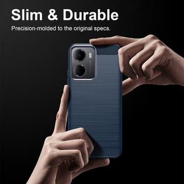 Xiaomi Redmi A7 Pro Børstet TPU Cover - Karbonfiber - blå