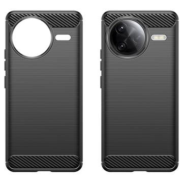 Xiaomi Redmi K80 Pro/Poco F7 Ultra Børstet TPU Cover - Karbonfiber - Sort