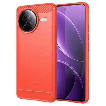 Xiaomi Redmi K80 Pro/Poco F7 Ultra Børstet TPU Cover - Karbonfiber - Rød