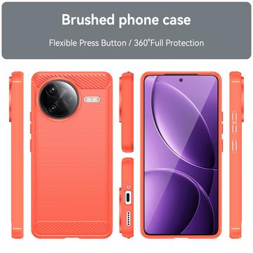 Xiaomi Redmi K80 Pro/Poco F7 Ultra Børstet TPU Cover - Karbonfiber - Rød