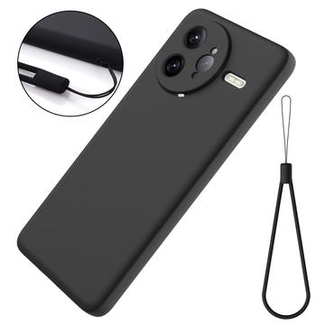 Xiaomi Redmi K80 Pro/Poco F7 Ultra Flydende silikone cover med håndrem - sort