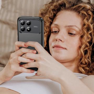 Xiaomi Redmi K90/Poco F8 Pro Børstet TPU Cover - Karbonfiber - Sort