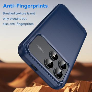 Xiaomi Redmi K90/Poco F8 Pro Børstet TPU Cover - Karbonfiber - blå