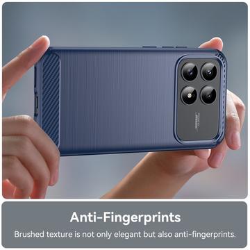 Xiaomi Redmi K90/Poco F8 Pro Børstet TPU Cover - Karbonfiber - blå