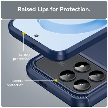 Xiaomi Redmi K90/Poco F8 Pro Børstet TPU Cover - Karbonfiber - blå