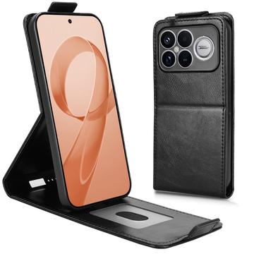 Xiaomi Redmi K90 Pro Max/Poco F8 Ultra lodret flip-etui med stativ - sort