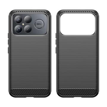 Xiaomi Redmi K90 Pro Max/Poco F8 Ultra Børstet TPU Cover - Karbonfiber - Sort