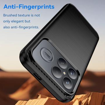 Xiaomi Redmi K90 Pro Max/Poco F8 Ultra Børstet TPU Cover - Karbonfiber - Sort