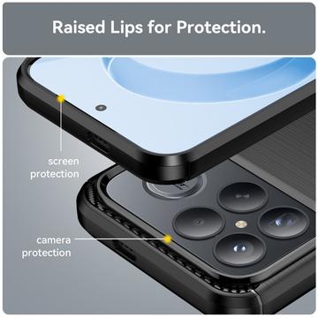 Xiaomi Redmi K90 Pro Max/Poco F8 Ultra Børstet TPU Cover - Karbonfiber - Sort