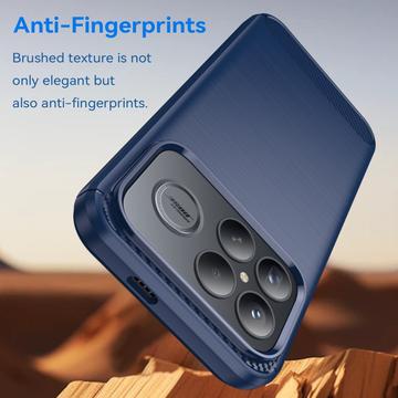 Xiaomi Redmi K90 Pro Max/Poco F8 Ultra Børstet TPU Cover - Karbonfiber - blå