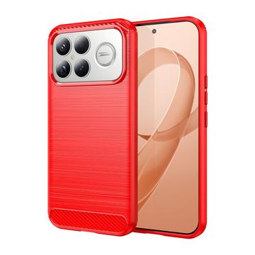 Xiaomi Redmi K90 Pro Max/Poco F8 Ultra Børstet TPU Cover - Karbonfiber - rød