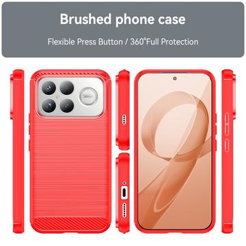 Xiaomi Redmi K90 Pro Max/Poco F8 Ultra Børstet TPU Cover - Karbonfiber - rød