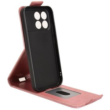 Xiaomi Redmi K90/Poco F8 Pro lodret flip-etui med stativ - rosaguld