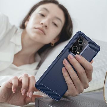 Xiaomi Redmi Note 12 Pro Børstet TPU Cover - Karbonfiber - Blå