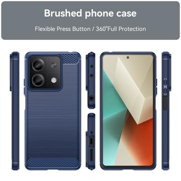 Xiaomi Redmi Note 13 Børstet TPU Cover - Karbonfiber - Blå