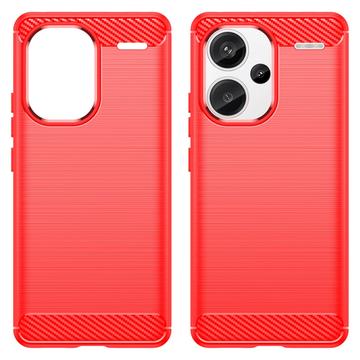 Xiaomi Redmi Note 13 Pro+ Børstet TPU Cover - Karbonfiber - Rød