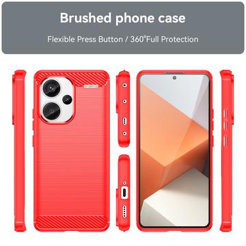 Xiaomi Redmi Note 13 Pro+ Børstet TPU Cover - Karbonfiber - Rød