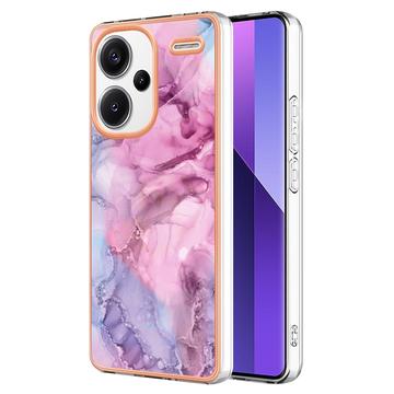 Xiaomi Redmi Note 13 Pro+ Marmormønster Galvaniseret IMD TPU Cover - Blå / Pink