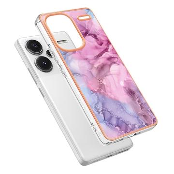 Xiaomi Redmi Note 13 Pro+ Marmormønster Galvaniseret IMD TPU Cover - Blå / Pink