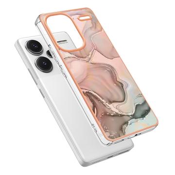 Xiaomi Redmi Note 13 Pro+ Marmormønster Galvaniseret IMD TPU Cover - Pink