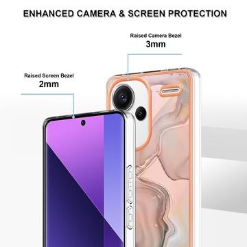 Xiaomi Redmi Note 13 Pro+ Marmormønster Galvaniseret IMD TPU Cover - Pink