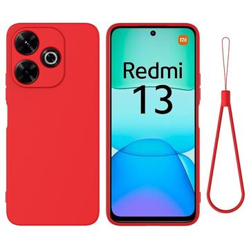 Xiaomi Redmi Note 13R/Redmi 13/Poco M6 4G Liquid Silikone Cover med Strop - Rød