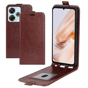 Xiaomi Redmi Note 13R/Redmi 13/Poco M6 4G Vertikal Flip Taske med Kortholder - Brun