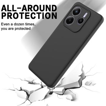 Xiaomi Redmi Note 14 5G Flydende silikone cover med håndrem - sort
