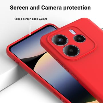 Xiaomi Redmi Note 14 5G Flydende silikone cover med håndrem - rød