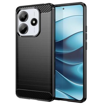 Xiaomi Redmi Note 14 Børstet TPU Cover - Karbonfiber - Sort